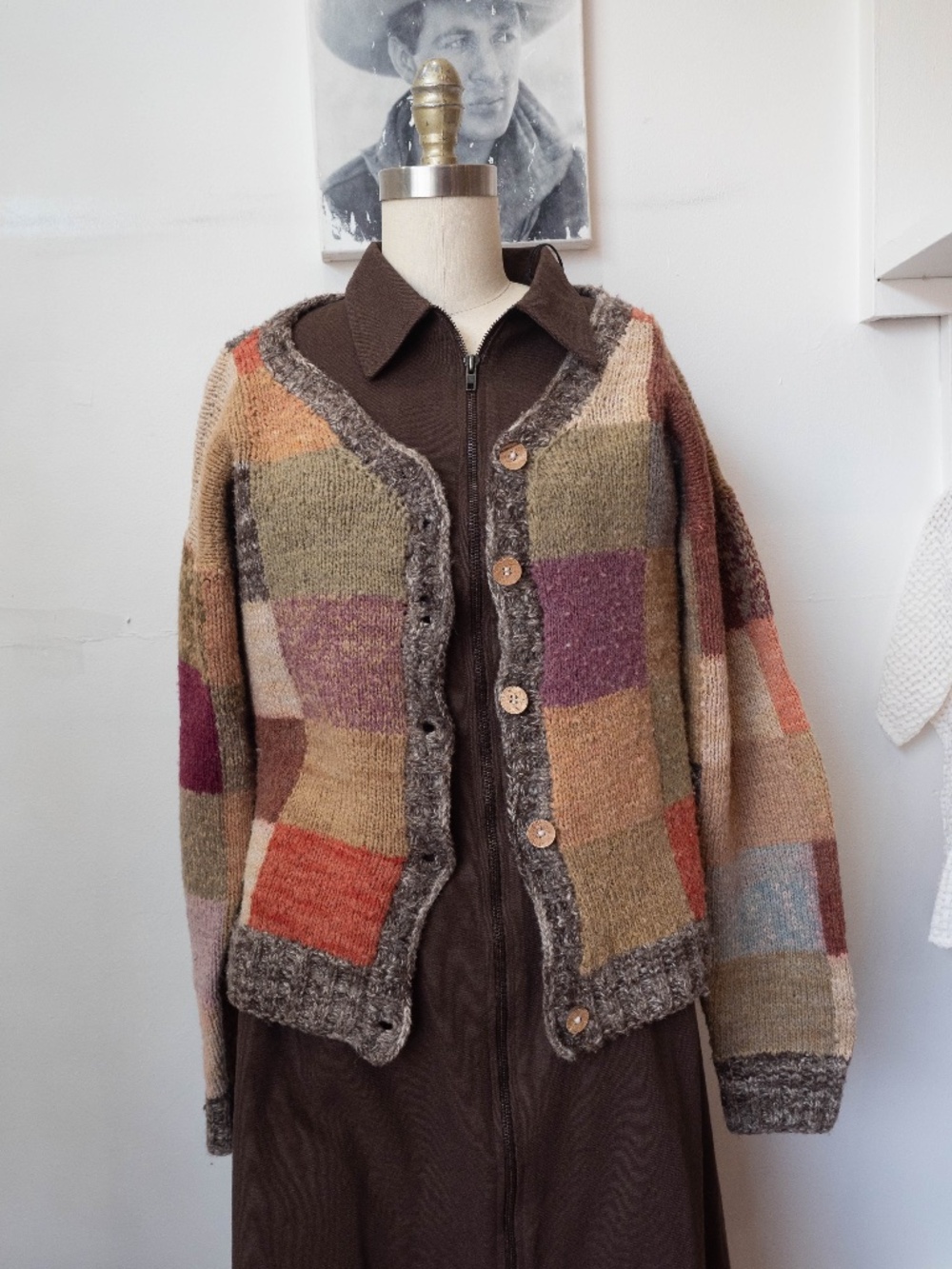 World of Crow Patch Wool Cardigan